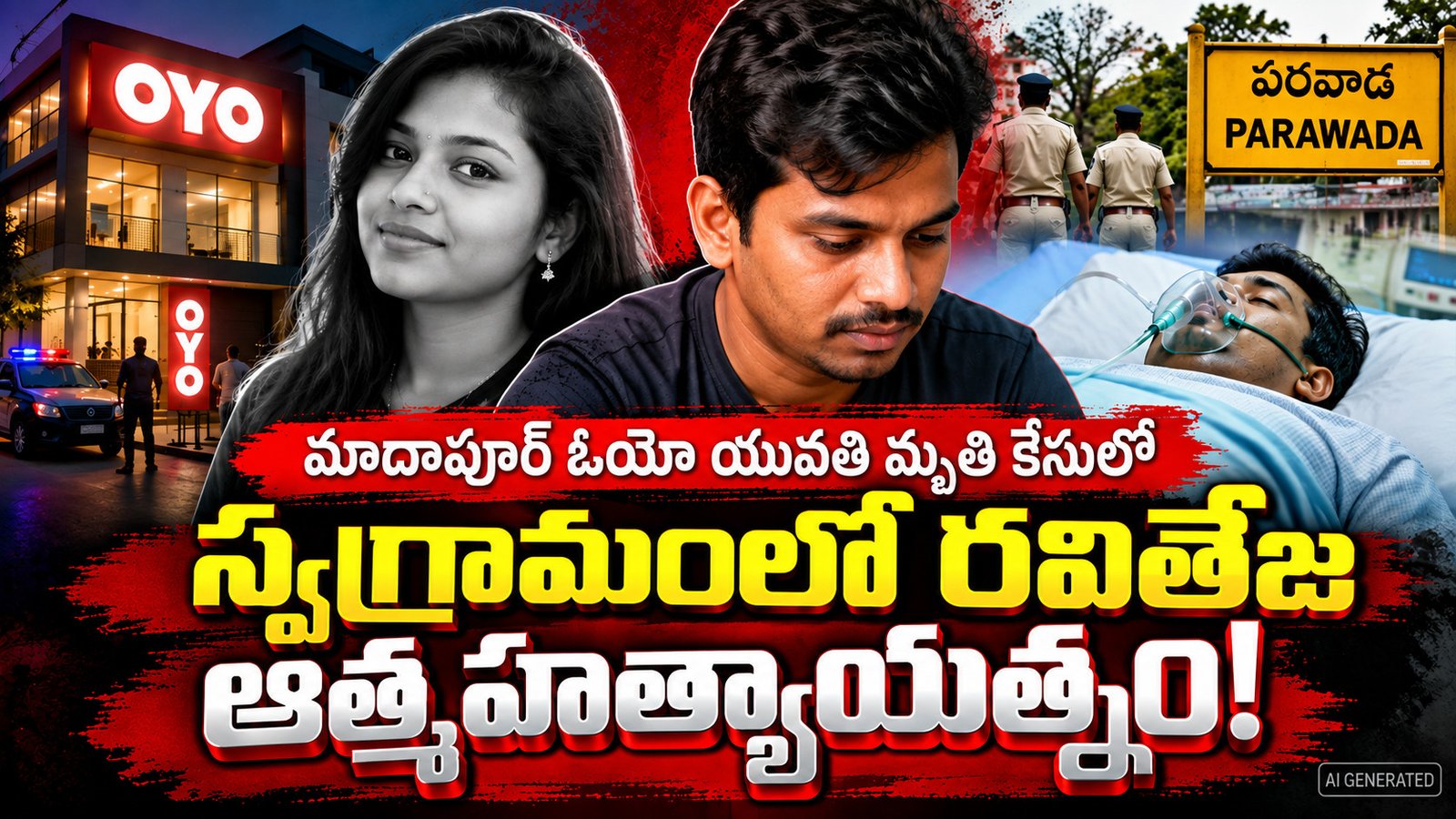 మాదాపూర్ ఓయో యువతి మృతి కేసులో ట్విస్ట్‌.. స్వగ్రామంలో రవితేజ ఆత్మహత్యాయత్నం!